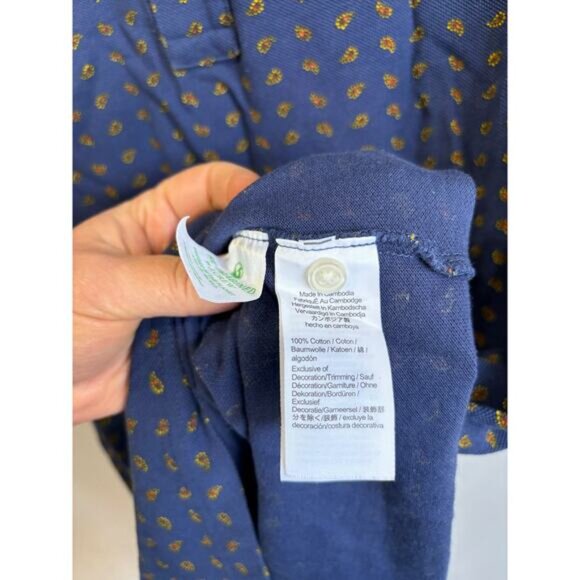 Vintage J.Crew Polo Shirt Mens Size Large Tall Blue Paisley Print - Picture 3 of 4